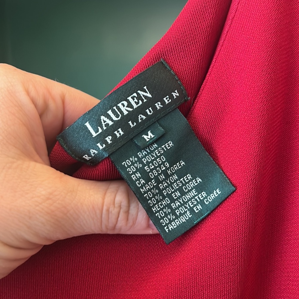 Ralph Lauren 1999 red one shoulder gown - Picture 2 of 8